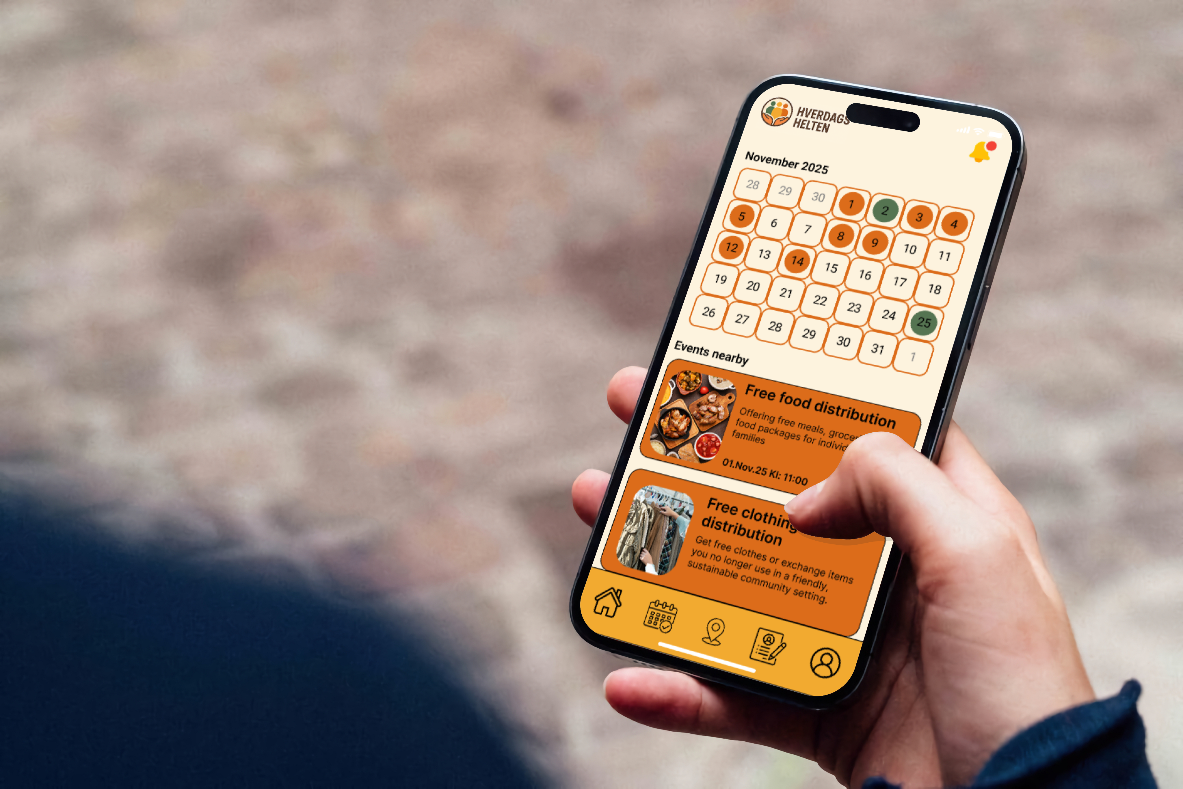 blurry photo of sunset over ocean with logo on top